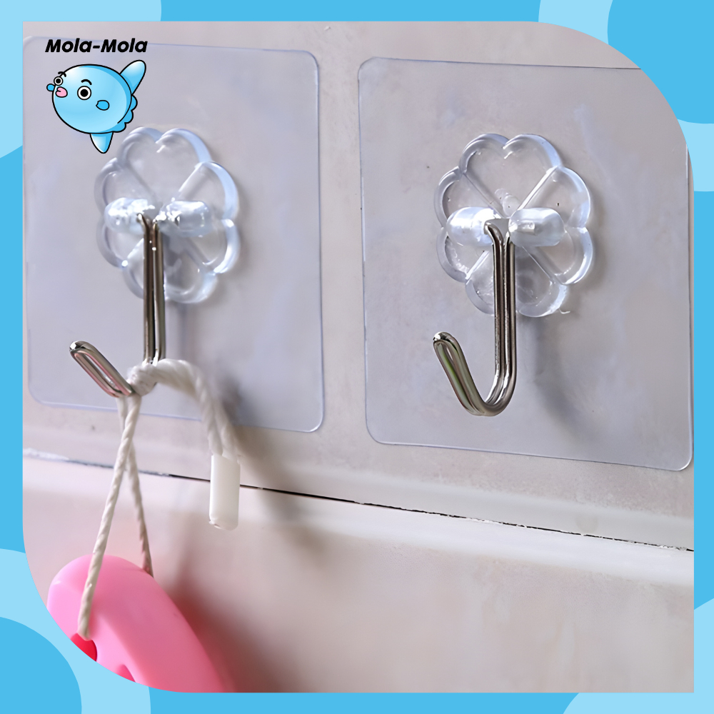 MOLAMOLASTORE HL0058 Gantungan Hook Tempel Stiker Transparan Magic Cantolan Baju Y4180