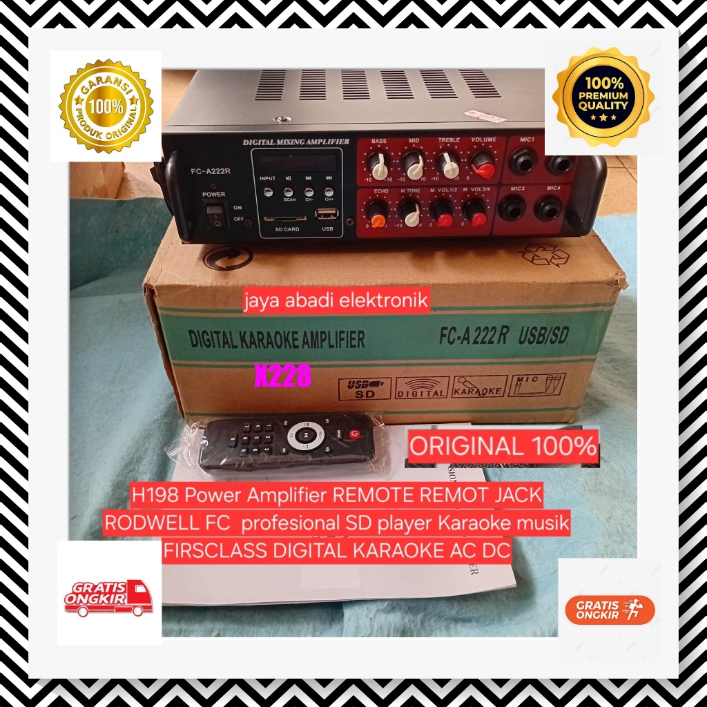 X228 Power Amplifier radio REMOTE REMOT JACK RODWELL FC profesional SD player Karaoke musik FIRSCLAS