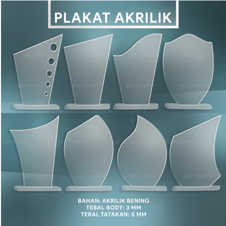 Plakat Akrilik Polos Vandel Acrylic Trophy Penghargaan Souvenir Kado Hadiah