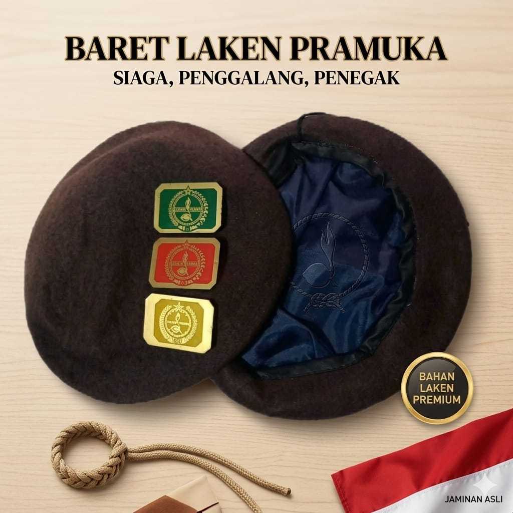 Topi Baret Pramuka Anak Laki Laki Putra Sekolah SD SMP SMA / Topi Baret Pramuka Anak Laki Laki Premi
