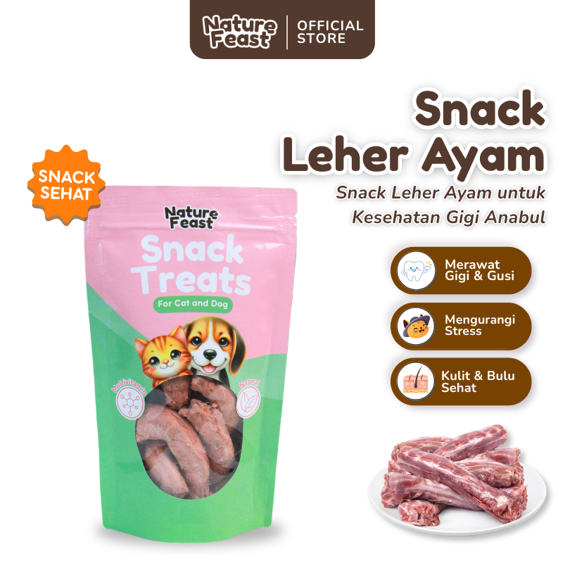 Nature Feast - Snack Leher Ayam Asli untuk Anjing & Kucing 100% Natural Freeze Dried Treats Bergizi