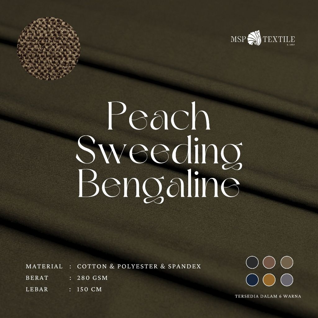 PEACH SWEEDING BENGALINE KAIN KATUN POLYESTER SPANDEX KAIN ELASTIS BAHAN CELANA ROK OUTER DAN BLAZER