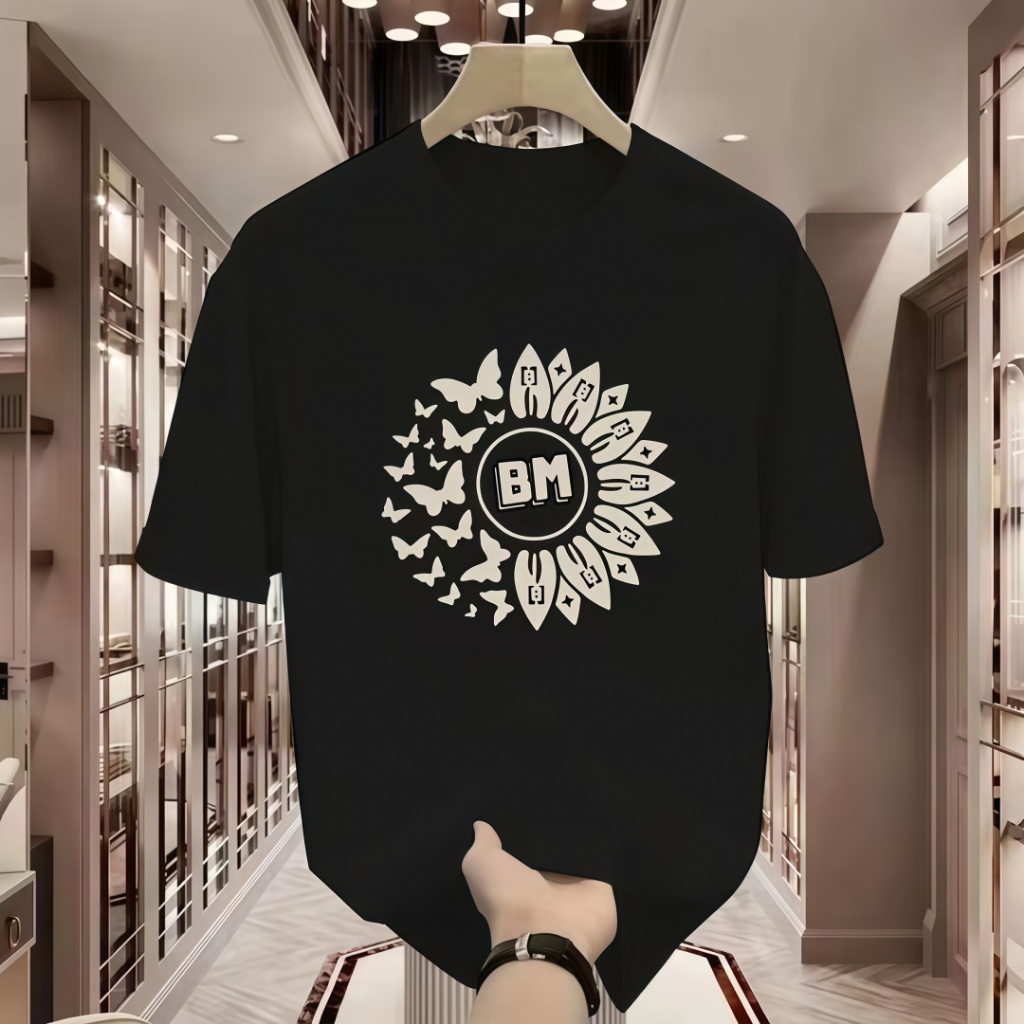 (COD)   Kaos Streetwear Pria BM Desain Bunga Matahari | Keren & Nyaman | COD