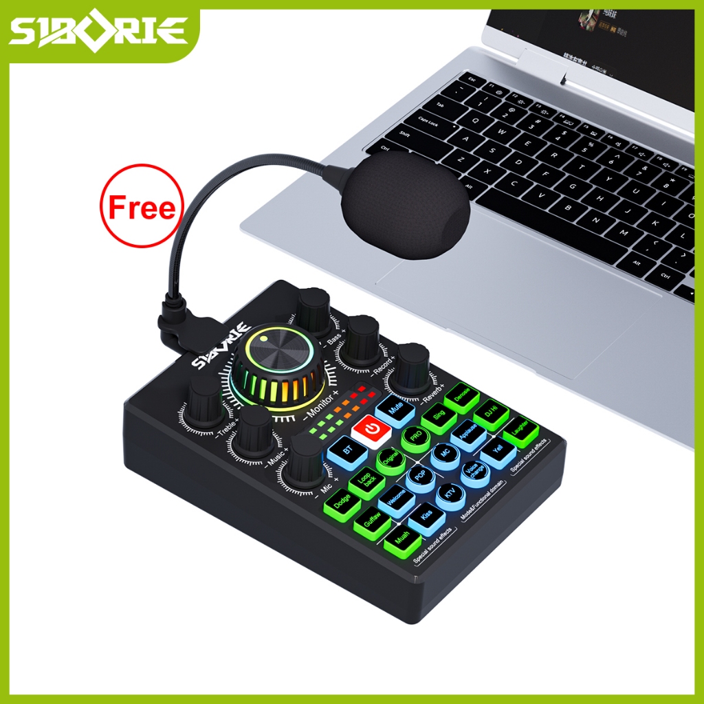 Siborie Mixer Bluetooth  A3 Soundcard Audio USB External Soundcard Live Phone PC-Live Free mini mic