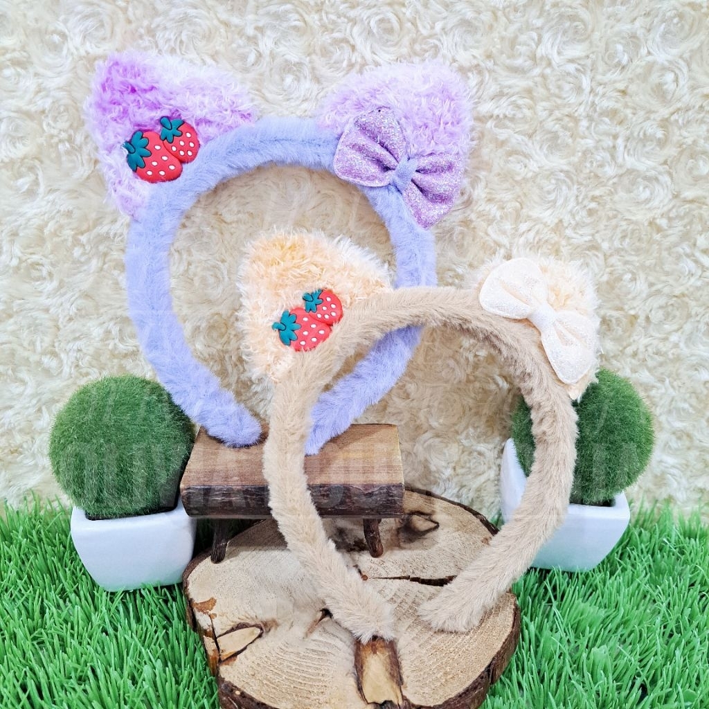 Bando Kucing Strawberry Bando Boneka Kucing Pita Blink