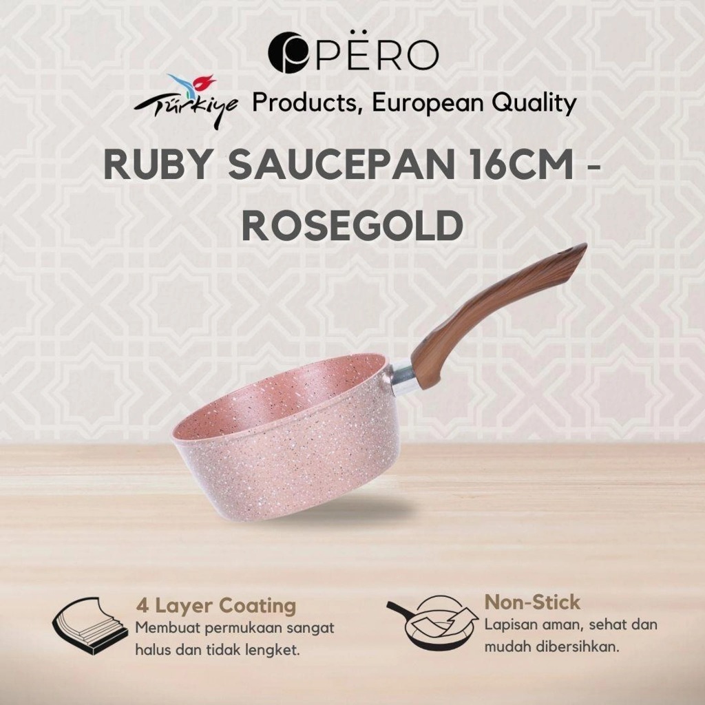 Pero BioGranit Premium Saucepan Pink 18cm 18 Cm Panci Bio Granit