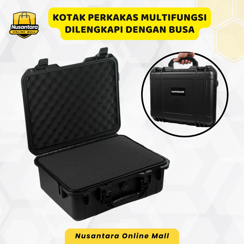 Kotak Alat Besar 43cm Tool Box Organizer Anti Air Anti Benturan Koper Perkakas Warna Hitam