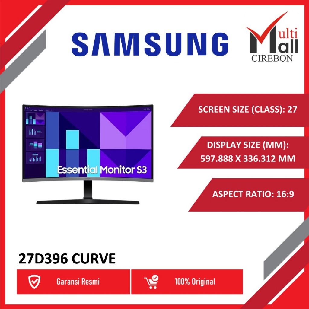 Monitor Led Samsung 27 Inch IPS LS27D396 Curved 100HZ HDMI VGA
