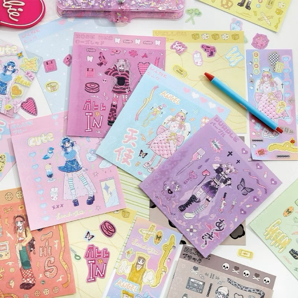 Anime Outfit Sticker Sheet - Grunge Streetwear & Alt-Aesthetic