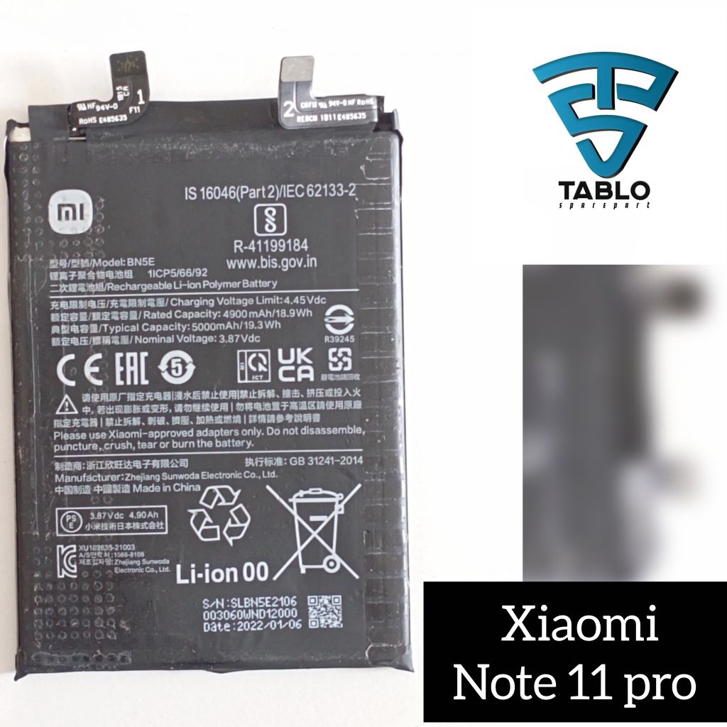 Baterai Xiaomi note 11 pro BN5E ori copotan hp