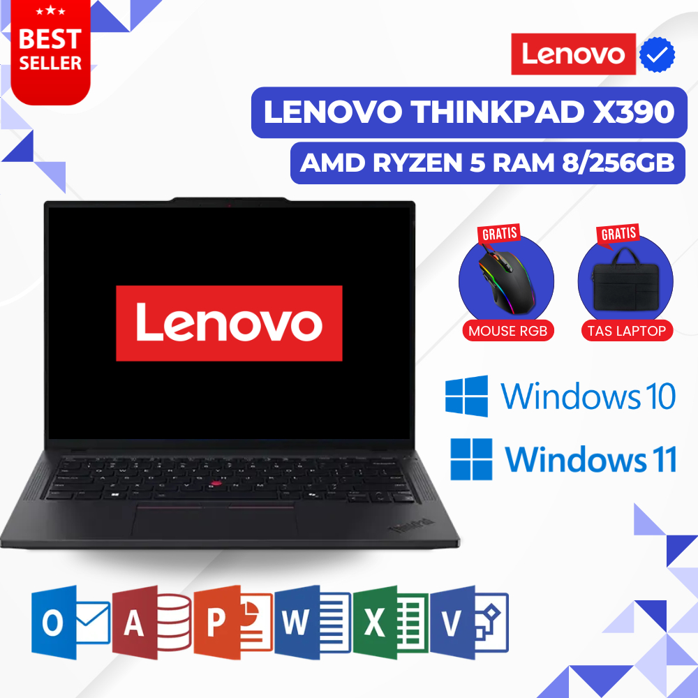 Laptop Lenovo Thinkpad X390 Core i5 Gen 10  Ryzen 5 Ram 8/256GB - Laptop Thinkpad Second Murah