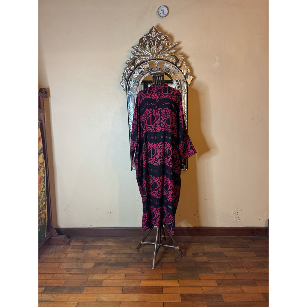 Lila kaftan rayon batik abstrak cap pali dp all size kancing depan busui dian pelangi official pekal