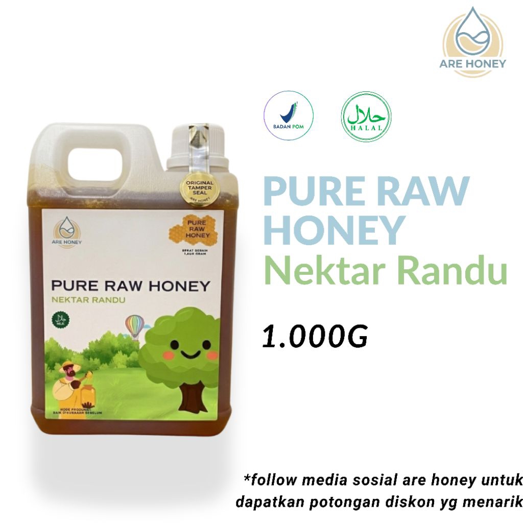 Madu Murni Nektar Randu 1000g  - Raw Honey Asli Tanpa Proses (Madu Randu Pilihan) Madu Nektar Alami 