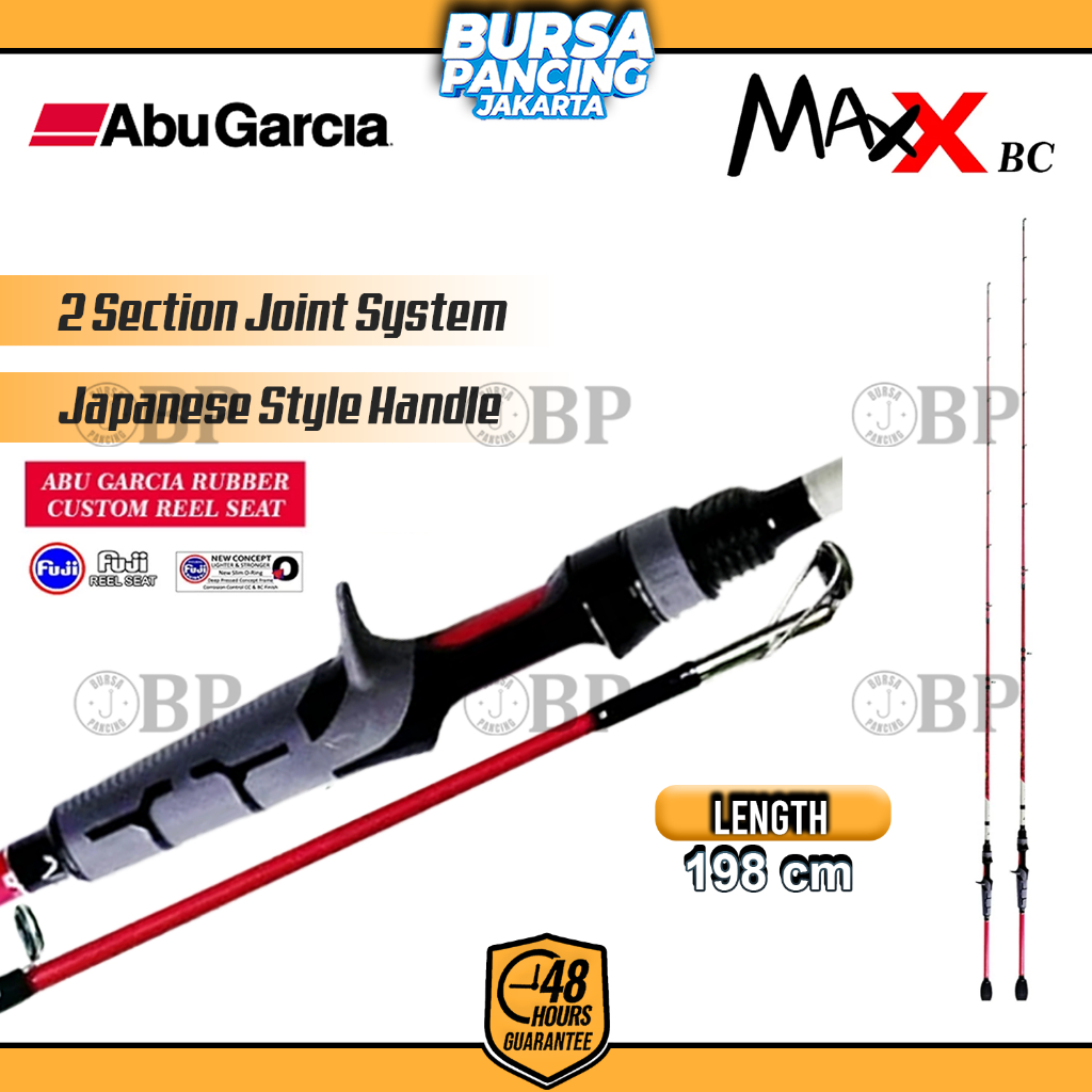 ABU GARCIA Joran Baitcasting MAX X 198CM - 210CM Hi Carbon Material Sambung 2 Carbon Full Fuji Untuk
