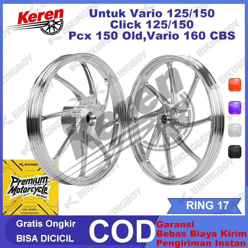 VELG Racing Ring 17 BIKINGBOY Palang 8 CNC Ukuran140*17 160*17 Untuk Click Vario 125/150,Vario 160,P