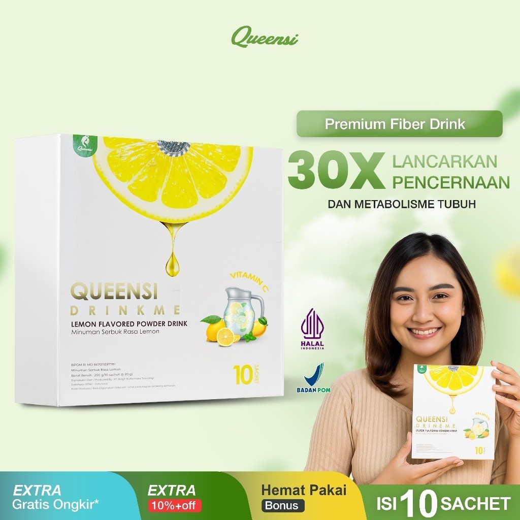 Queensi Drinkme Lemon - Queensi Fiber Drink Pelangsing Tubuh 100% Original