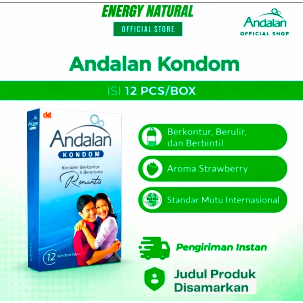 Kondom Andalan 1 Box isi 12 Pcs Condom Bergerigi Beraroma Romantis