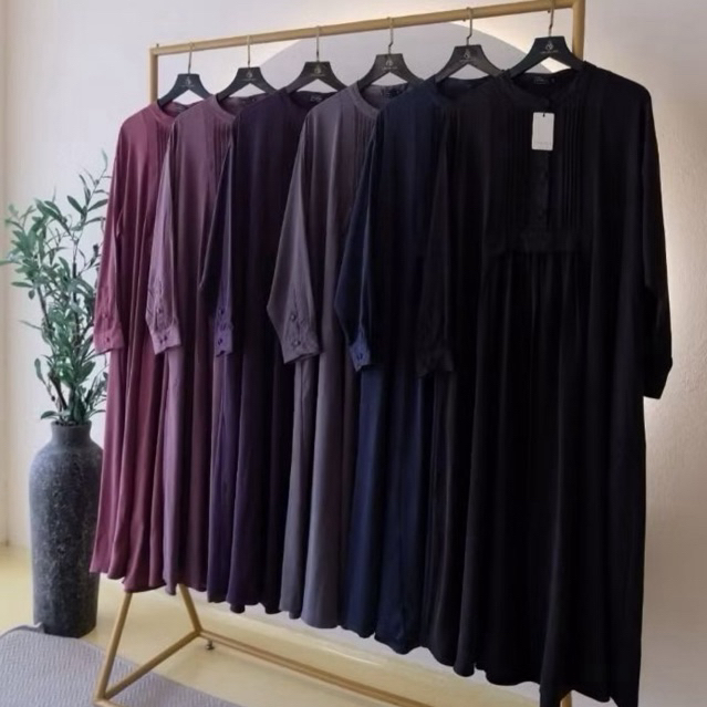 PRELOVED PL ABAYA DRESS SABINA BY SELLY ADARA DAYANA NATURAL FANRIC JACQUARD NUBUK LOOSE KALEA JETBL