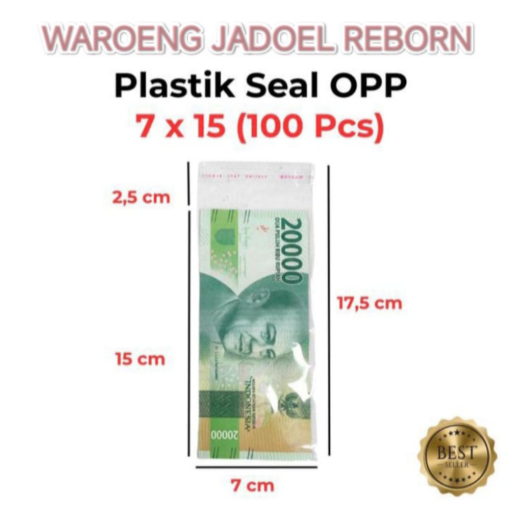Plastik Pelindung Uang Kertas Size 7x15 (100 Lembar) Bening Lem Rekat Plastic OPP Seal Money Bouquet