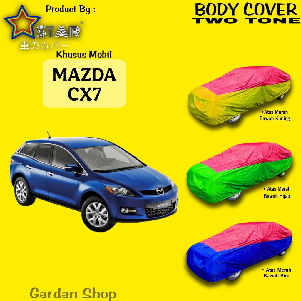 Sarung Mobil MAZDA CX7 Two Tone Kombinasi Warna Body Cover MAZDA CX7 Dual Colour Merah Kuning Hijau 