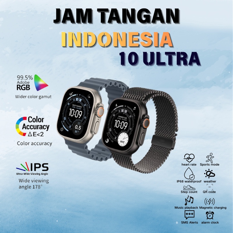 [Terkini] Smartwatch Ultra 10 2.3 inci HD AMOLED Display GPS NFC Bluetooth iphone Call Waterproof Sm