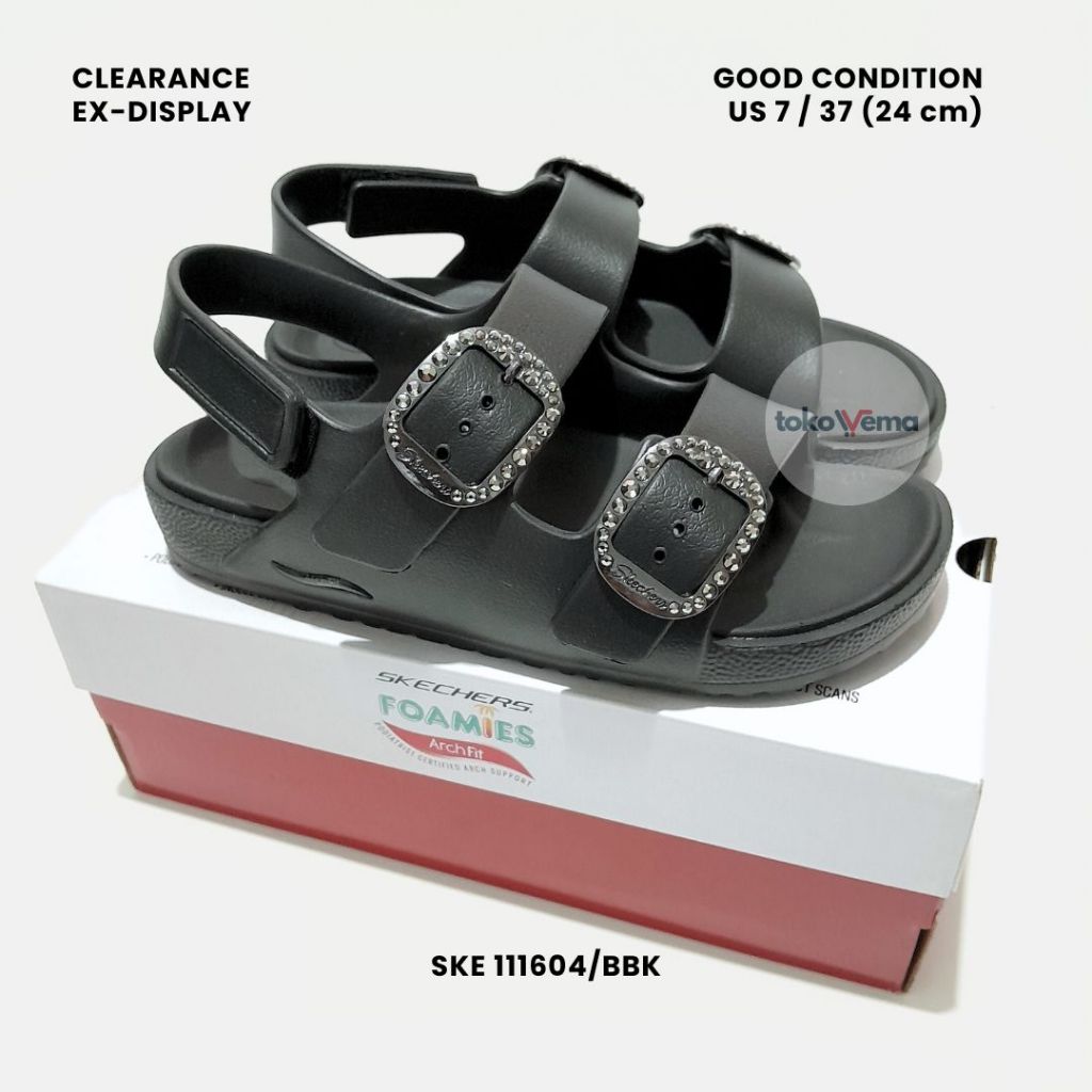 Sendal Wanita Original SKECHERS ARCH FIT CALI BREEZE 2.0 Women's Sandal BLACK 111604/BBK