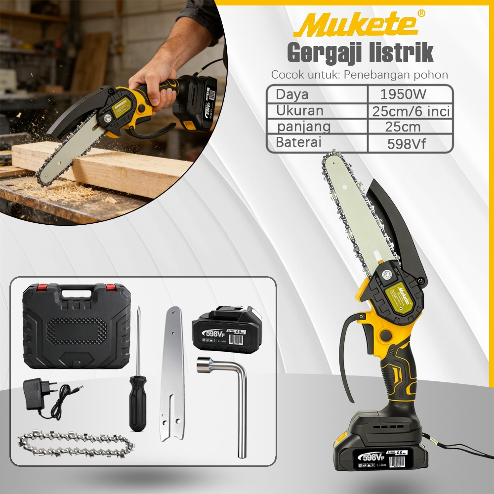 Mukete 298V/398V/598V gergaji mesin mini chainsaw mini chainsaw cordless gergaji mesin cordless 2023