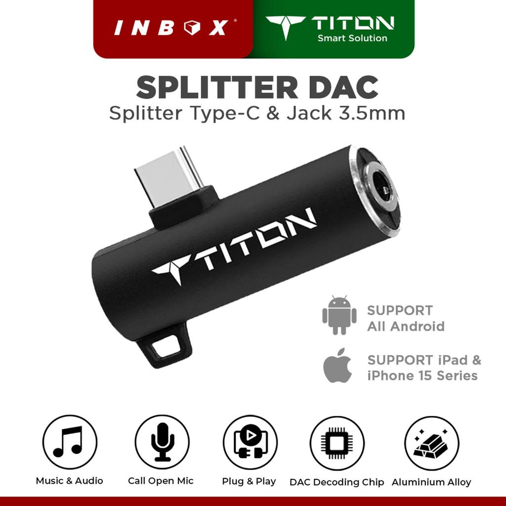 Titon Splitter Converter DAC Lightning to 3.5mm Audio Charging iPhone OTG Open Mic Tanpa Bluetooth -