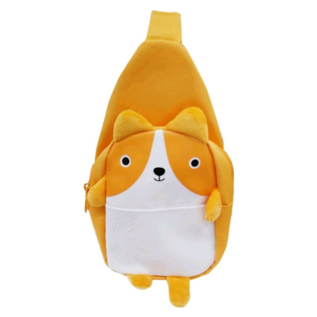 Miniso Tas Selempang Depan Anak Lucu Karakter Anjing Puppy Warna Kuning