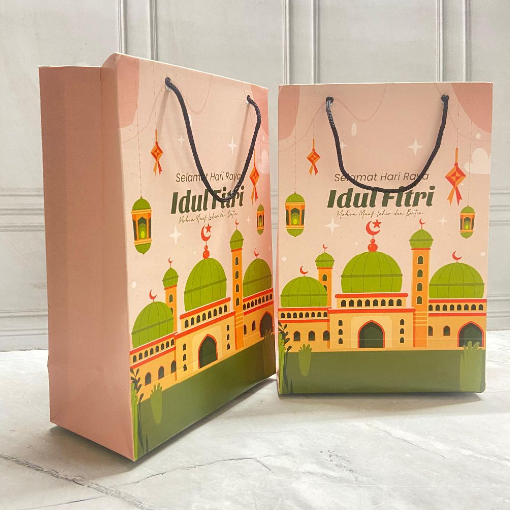 paperbag custom lebaran / paperbag lebaran / paperbag hampers / paperbag idul fitri / goodie bag idu