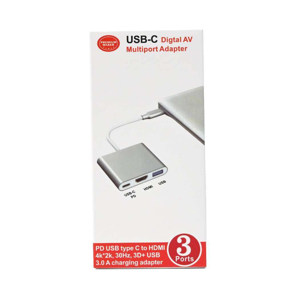 USB-C Hub Multi 3 Port Converter USB HDMI Connector Adapter