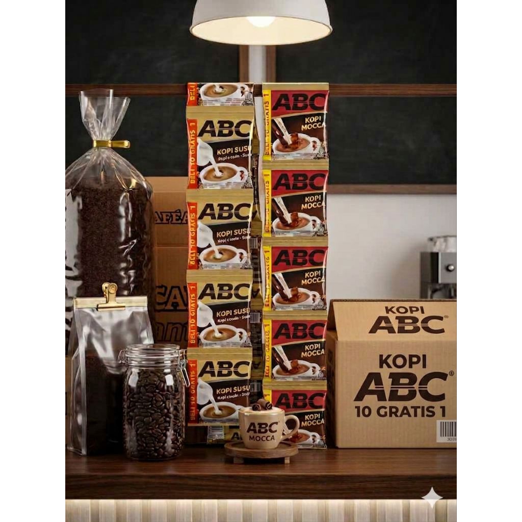 KOPI ABC SUSU DAN MOCCA 1 DUS 12 RENTENG 10+1SACHET