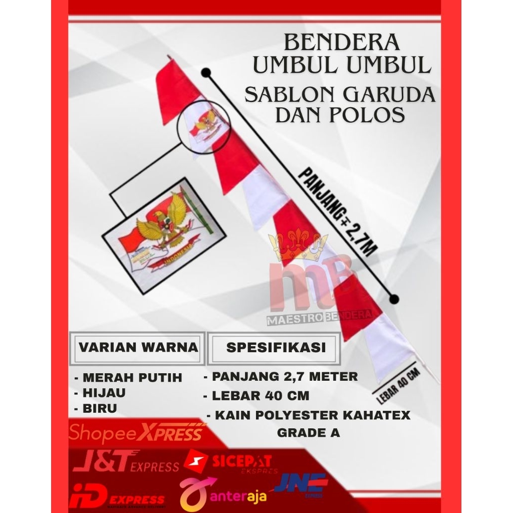 BENDERA UMBUL-UMBUL MERAH PUTIH SABLON GARUDA