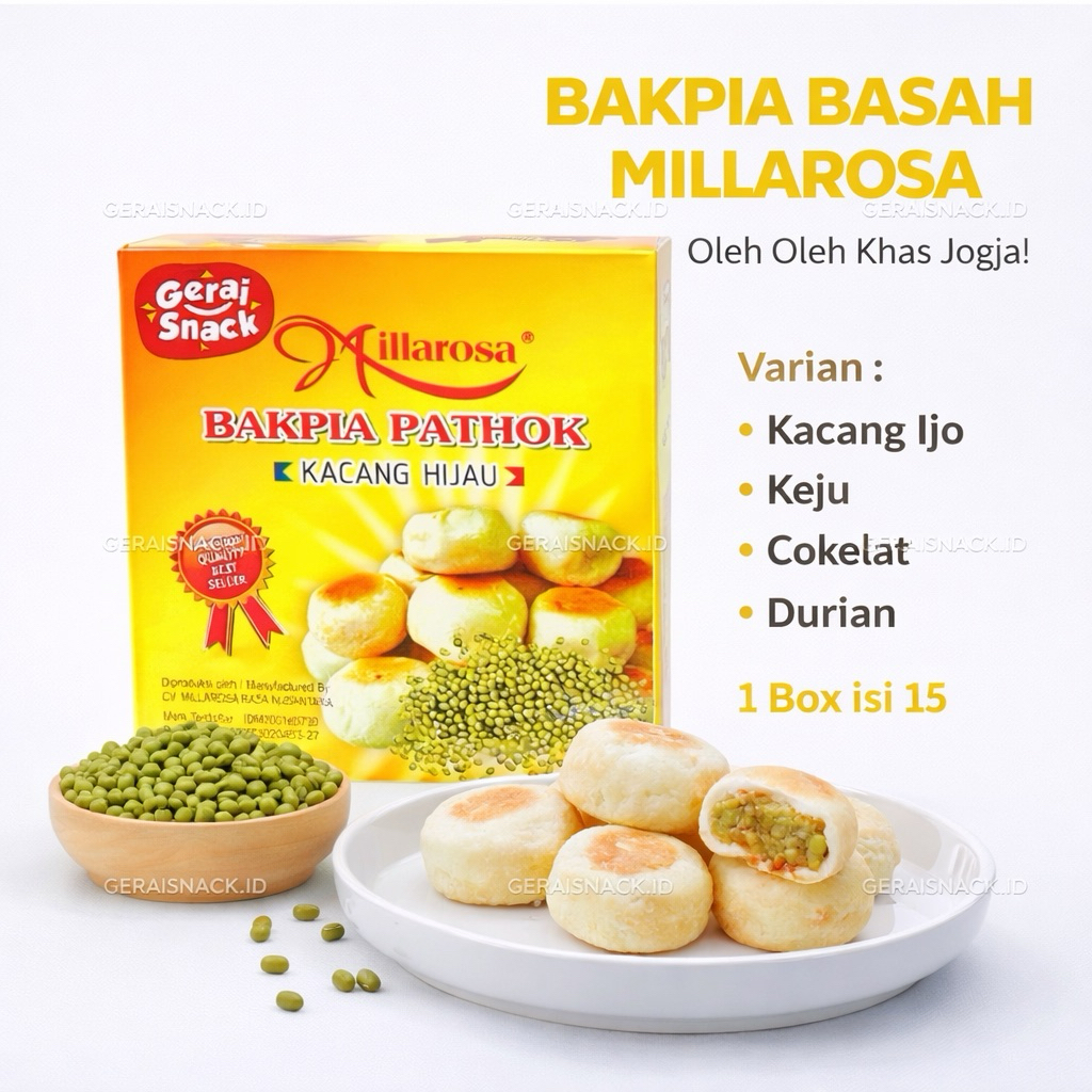 Bakpia Pathok Millarosa 1Box isi 15 Bakpia Basah Vakum Oleh2 Khas Jogja