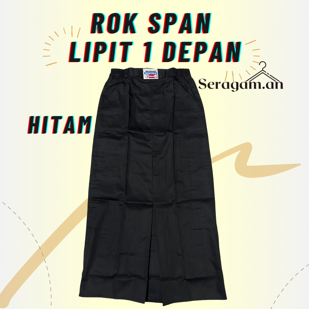 ROK SPAN LIPIT 1 DEPAN WARNA HITAM - ROK SPAN - ROK LIPIT DEPAN HITAM