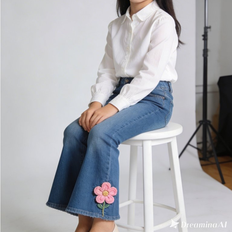 Celana Cutbray Jeans Anak Perempuan 6 - 10 Tahun / Celana Cutbray Jeans Anak Perempuan
