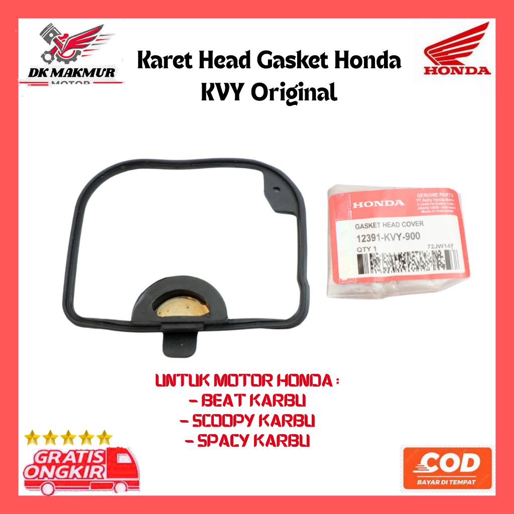 Karet Head Gasket Beat Karbu Scoopy Karbu Spacy KVY Original | Packing Head Honda Beat Karbu