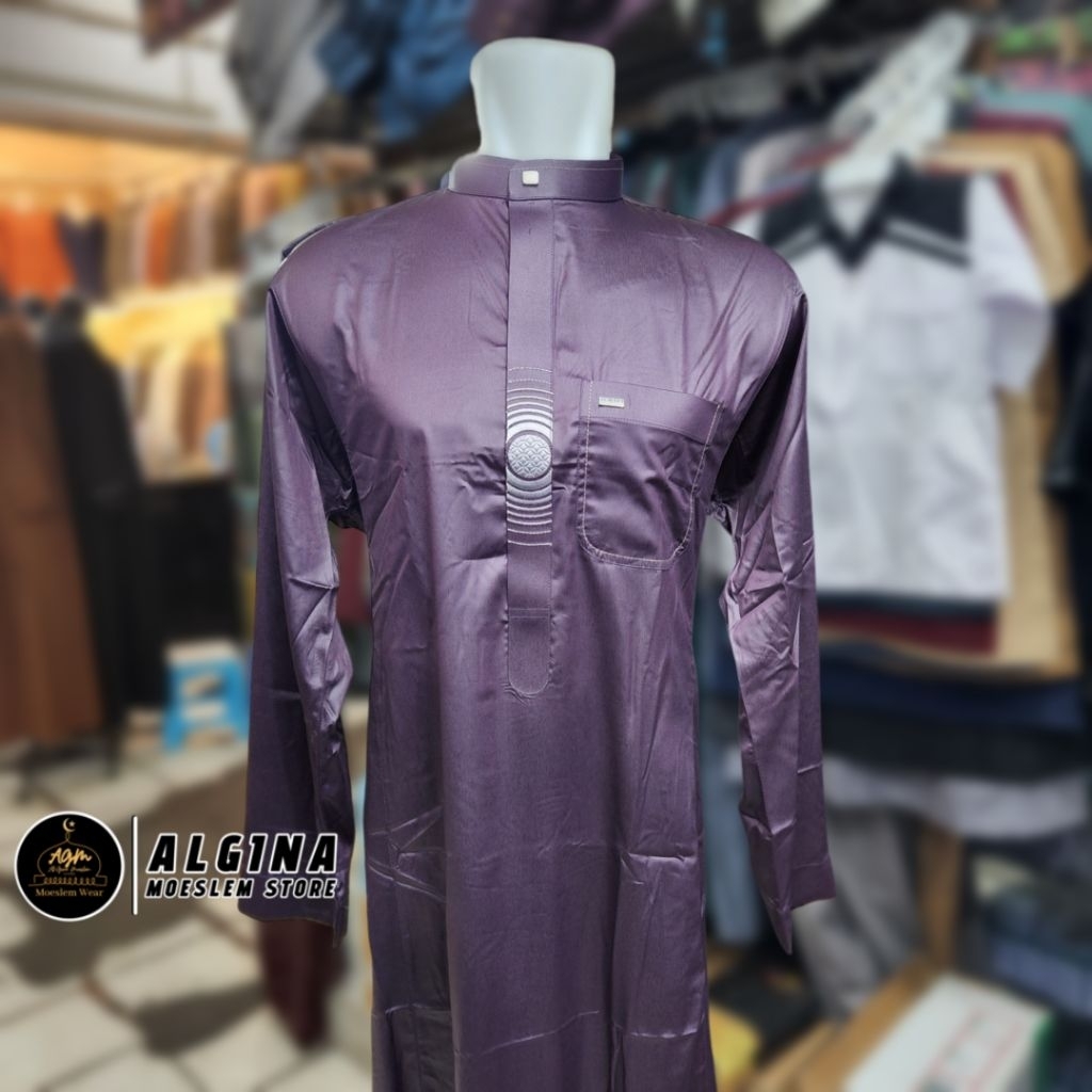 Gamis Al Wafa Putih & Warna (Macam² motif) Kancing Klik Lengan Panjang Cuff  & Manset| Jubah Pria Le