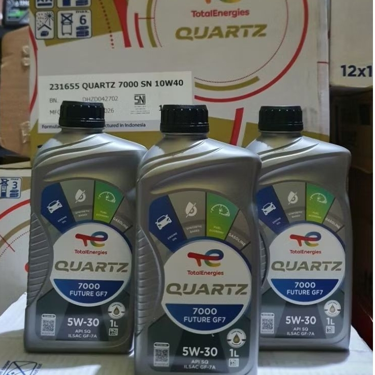 Oli Total Quartz 7000 Future Sae 5W-30 1Liter Api Service SQ/Gf-7A Oli mobil bensin pelumas syntehti