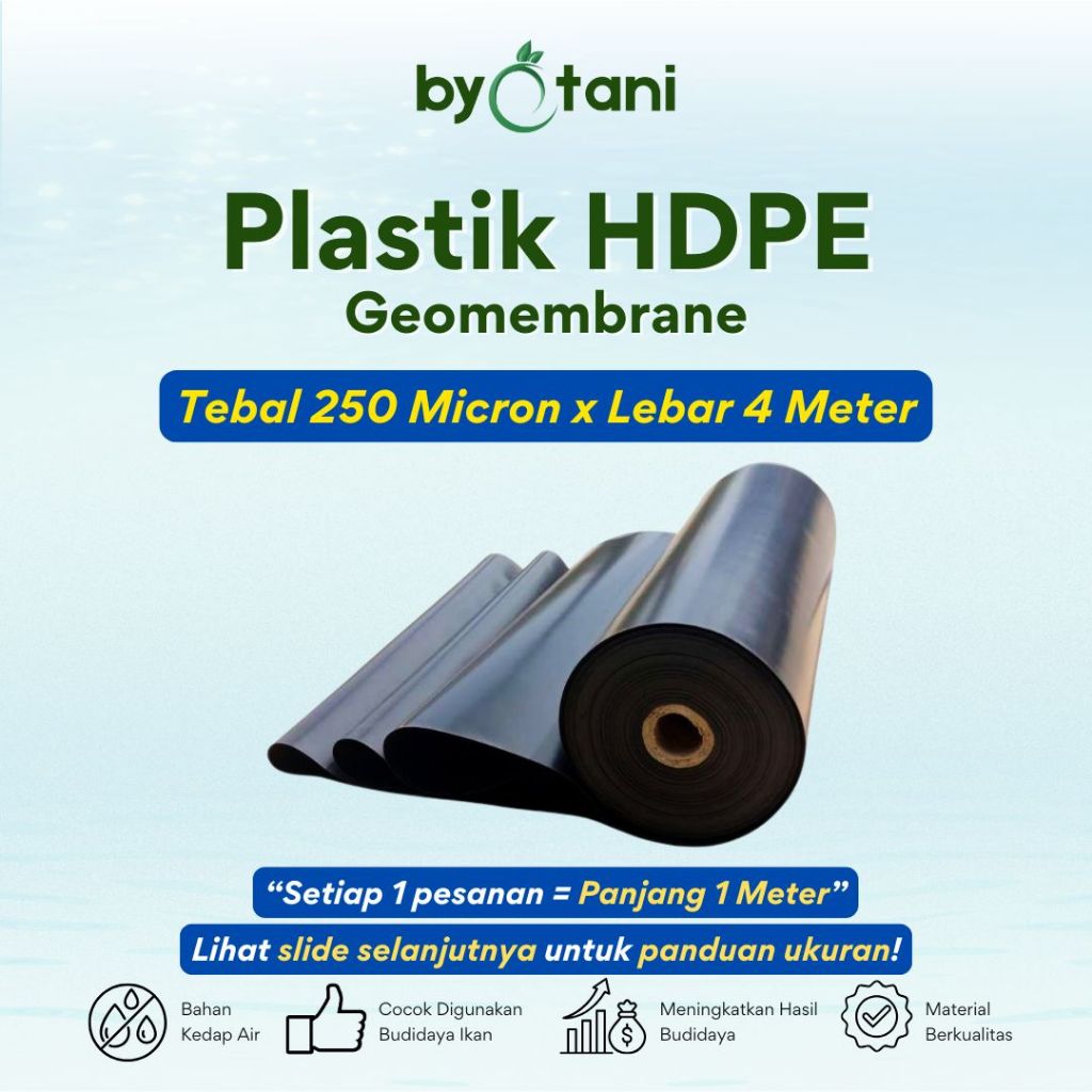 Plastik HDPE Geomembrane Tebal 250 Micron Lebar 4 Meter