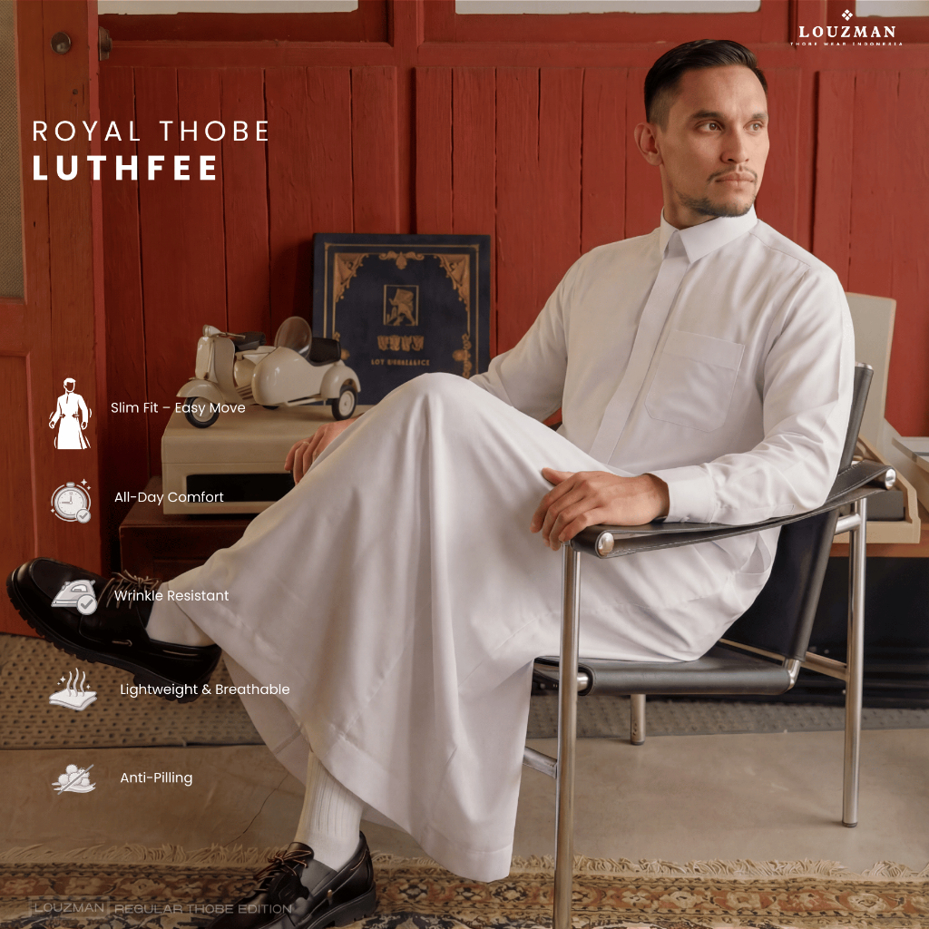 Louzman Royal Thobe Luthfee Jubah Gamis Slimfit Premium Series