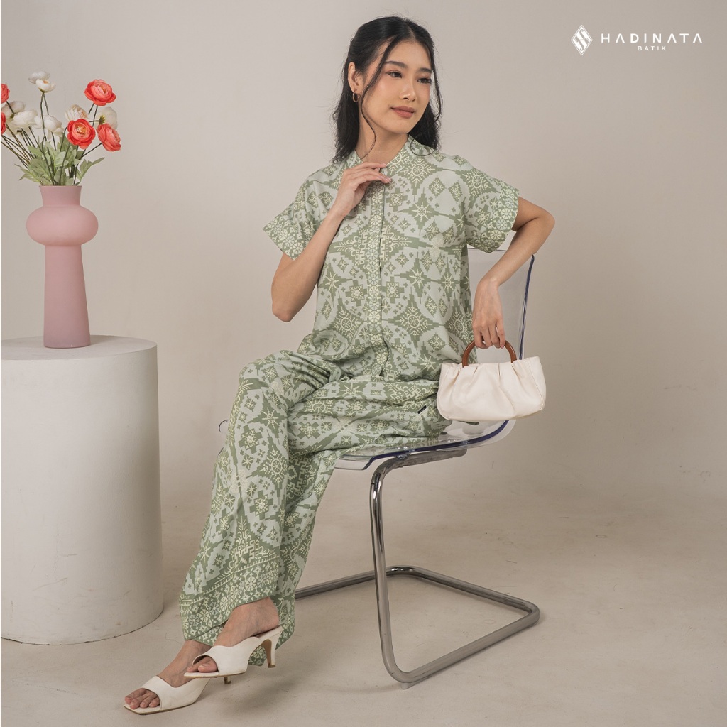 Hadinata Batik Premium Set Blouse Celana Svastha Green