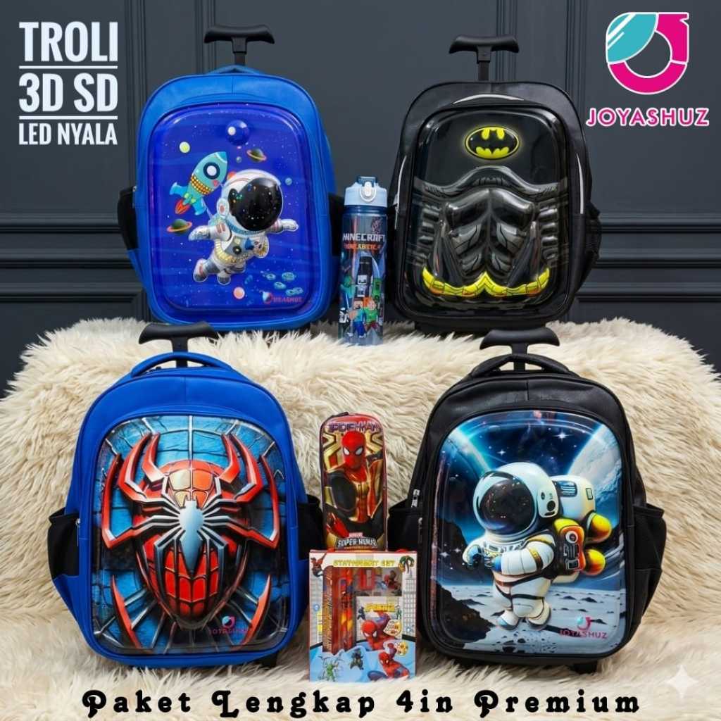 Tas Troli Anak Laki Laki Karakter Astronot Gratis Bonus - Ransel Anak Laki-laki - Ransel Troli Anak 