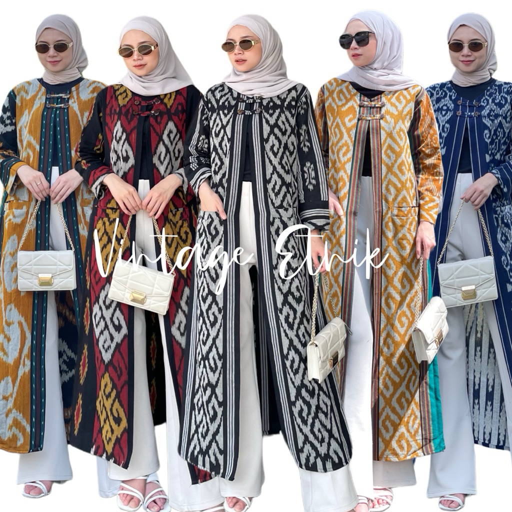 Atasan Wanita Outer Batik Cardigan Long Outer tenun Kardigan Wanita Baju kerja Baju Batik atasan ten