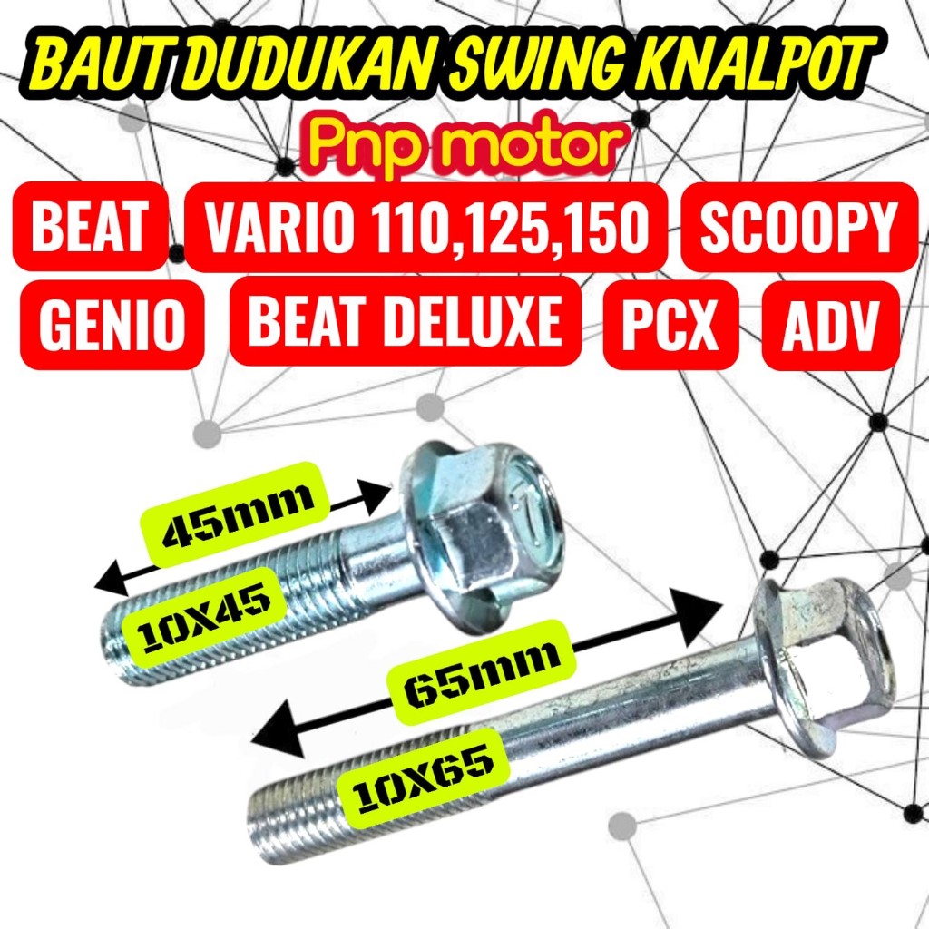 1 batang/pcs BAUT KNALPOT SAMPING ARM KUNCI 14 UKURAN 10x65mm 10X40 MM BEAT SCOOPY SPACY VARIO 110 1