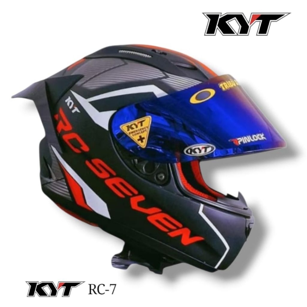 Helm full face kyt rc seven motif #18 red dof paket ganteng 100% original baru Ori kyt