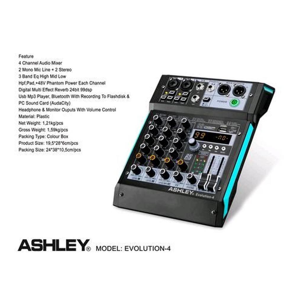 Mixer Ashley evolution 4 channel Bluetooth original Efek reverb Digital TERBAIK