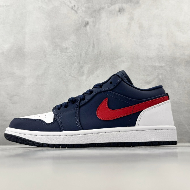 Sepatu Air Jordan 1 Low Navy Putih Merah Pria Wanita Premium Anti Slip