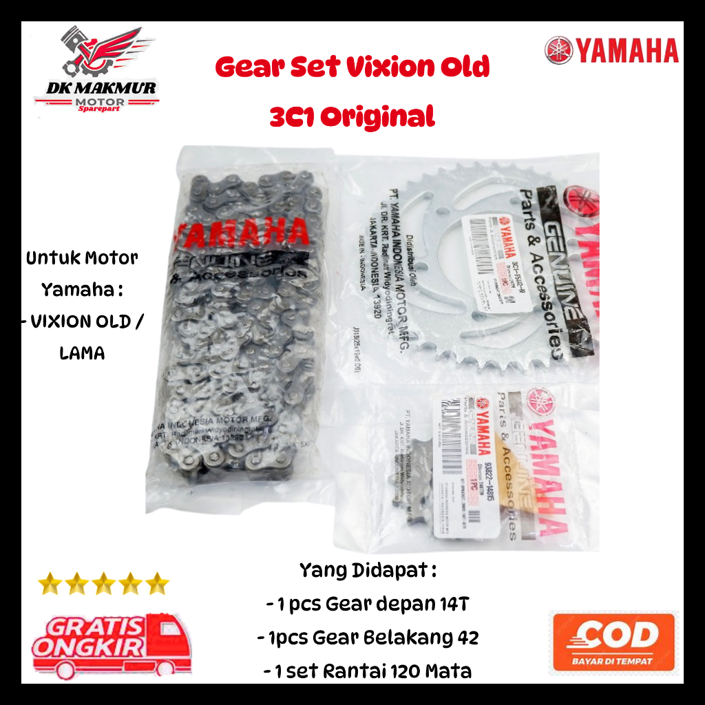 Gear Set Vixion Old 3C1 Original | Gir Set Vixion Lama Rantai Sprocket Awet