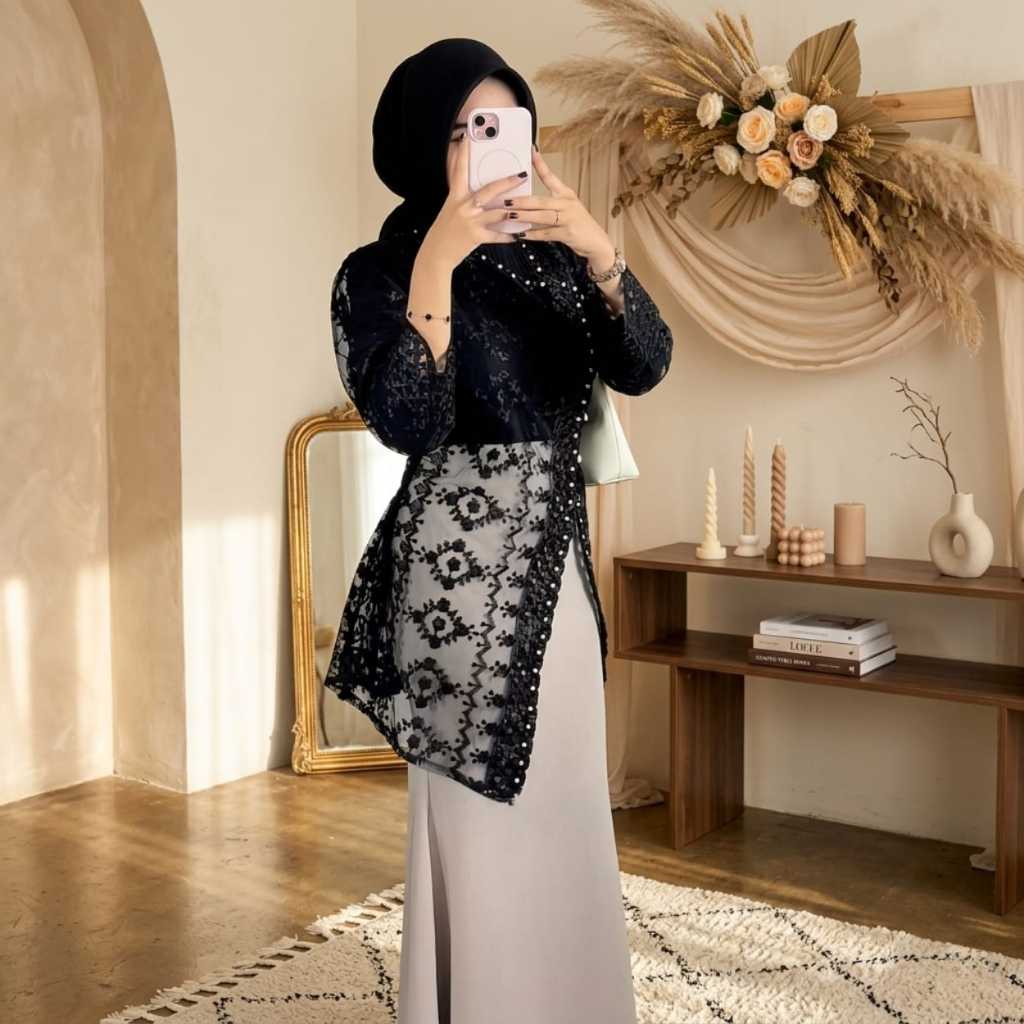 Outer Jasmine Brokat Full Payet Mutiara  / Outer Brokat Kondangan